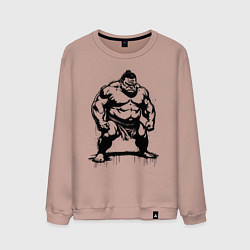 Свитшот хлопковый мужской Грозный сумоист, цвет: пыльно-розовый