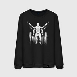 Свитшот хлопковый мужской Пауэрлифтинг белое граффити, цвет: черный
