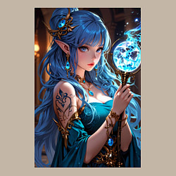 Свитшот хлопковый мужской Прекрасная эльийка-маг с посохом, цвет: миндальный — фото 2