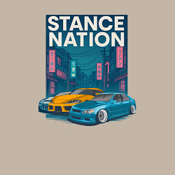 Свитшот хлопковый мужской Stance Nation Supra MK5, Lexus IS300, 240SX, цвет: миндальный — фото 2