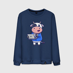Мужской свитшот Коровка с ноутбуком