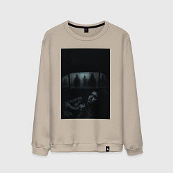 Мужской свитшот Девушка прячется в машине ужасы триллер