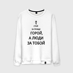 Свитшот хлопковый мужской За правду горой черный арт, цвет: белый