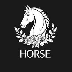 Свитшот хлопковый мужской Лошадь в цветах, цвет: черный — фото 2