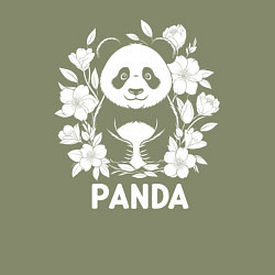 Свитшот хлопковый мужской Панда в цветах, цвет: авокадо — фото 2