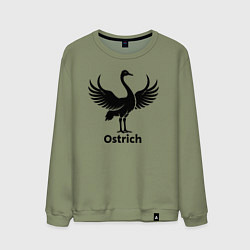Свитшот хлопковый мужской Страус с крыльями, цвет: авокадо