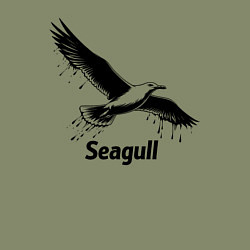 Свитшот хлопковый мужской Чайка черной краской, цвет: авокадо — фото 2