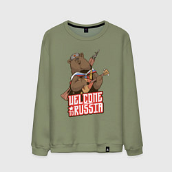 Свитшот хлопковый мужской Добро пожаловать в Россию, цвет: авокадо