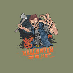 Свитшот хлопковый мужской Хэллоуин зомби пати, цвет: авокадо — фото 2