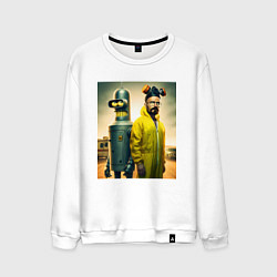 Свитшот хлопковый мужской Хайзенберг и Бендер пустились во все тяжкие мем, цвет: белый