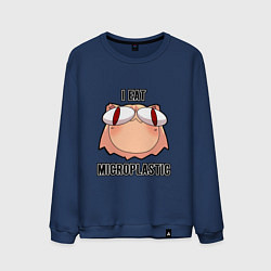 Свитшот хлопковый мужской Некоарк - Neco Arc - I eat microplastic - anime me, цвет: тёмно-синий