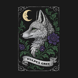 Свитшот хлопковый мужской Серая лиса под луной, цвет: черный — фото 2