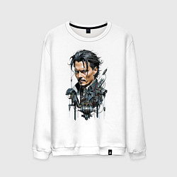 Свитшот хлопковый мужской Cyborg Johnny Depp, цвет: белый