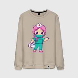 Свитшот хлопковый мужской Милая медсестричка, цвет: миндальный