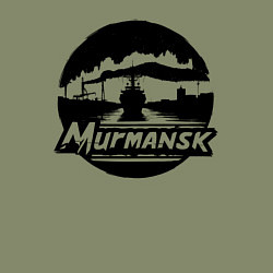 Свитшот хлопковый мужской Мурманский порт в круге, цвет: авокадо — фото 2