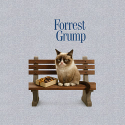 Свитшот хлопковый мужской Форрест Гамп - кот на скамейке, цвет: меланж — фото 2