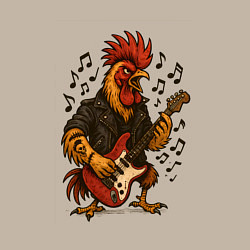 Свитшот хлопковый мужской Петух гитарист рокер, цвет: миндальный — фото 2