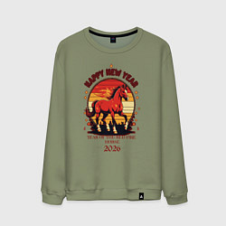 Мужской свитшот Красный огненный конь символ 2026