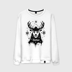 Мужской свитшот Рождественский олень со снежинками