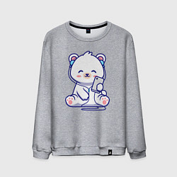 Свитшот хлопковый мужской Music white bear, цвет: меланж