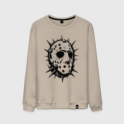 Свитшот хлопковый мужской Шипастая хоккейная маска, цвет: миндальный