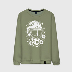 Мужской свитшот Шлем-маска в цветочном обрамлении