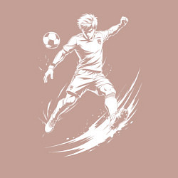 Свитшот хлопковый мужской Аниме удар в футболе, цвет: пыльно-розовый — фото 2