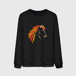 Свитшот хлопковый мужской Лошадь огненная, символ года, цвет: черный