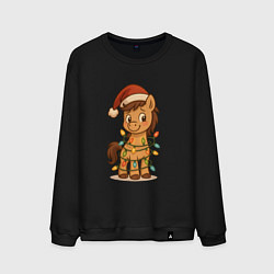 Мужской свитшот Лошадка в гирлянде