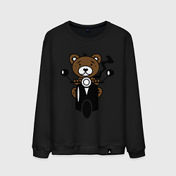 Свитшот хлопковый мужской Медведь на мотороллере, цвет: черный