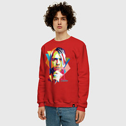 Свитшот хлопковый мужской Kurt Cobain: Colors, цвет: красный — фото 2