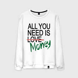 Свитшот хлопковый мужской All you need is money, цвет: белый