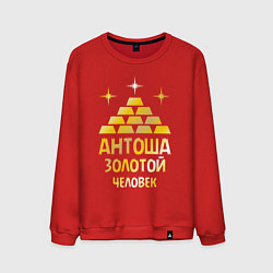 Свитшот хлопковый мужской Антоша - золотой человек (gold), цвет: красный
