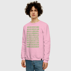 Свитшот хлопковый мужской Двоичный код, цвет: светло-розовый — фото 2