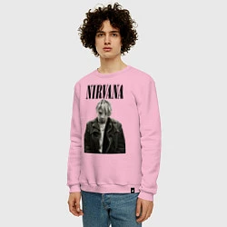 Свитшот хлопковый мужской Kurt Cobain: Young, цвет: светло-розовый — фото 2