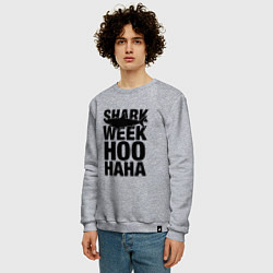 Свитшот хлопковый мужской Shark Week Hoohaha, цвет: меланж — фото 2