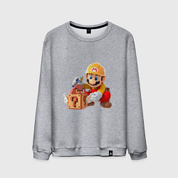 Свитшот хлопковый мужской Super Mario: Builder, цвет: меланж