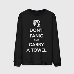 Свитшот хлопковый мужской Dont panic & Carry a Towel, цвет: черный