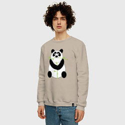 Свитшот хлопковый мужской Весёлая панда, цвет: миндальный — фото 2