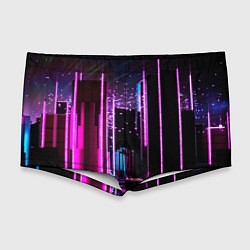 Мужские плавки Ночной город в киберпанке, цвет: 3D-принт