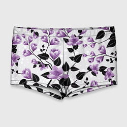 Мужские плавки Распустившиеся фиолетовые цветы, цвет: 3D-принт