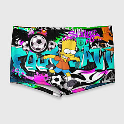 Мужские плавки Барт Симпсон - центр-форвард на фоне граффити, цвет: 3D-принт