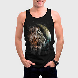 Майка-безрукавка мужская Космический тигр, цвет: 3D-черный — фото 2