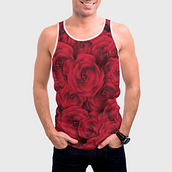 Майка-безрукавка мужская Красные розы, цвет: 3D-белый — фото 2