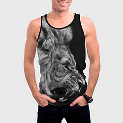 Майка-безрукавка мужская Оскал льва, цвет: 3D-черный — фото 2