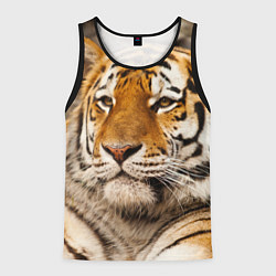 Майка-безрукавка мужская Мудрый тигр, цвет: 3D-черный