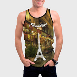 Майка-безрукавка мужская Bonjour - Paris, цвет: 3D-черный — фото 2