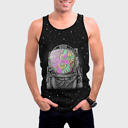 Майка-безрукавка мужская Цветочный астонавт, цвет: 3D-черный — фото 2