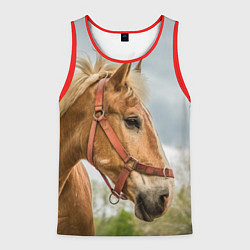 Майка-безрукавка мужская Игривая лошадка, цвет: 3D-красный