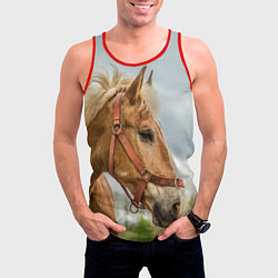Майка-безрукавка мужская Игривая лошадка, цвет: 3D-красный — фото 2